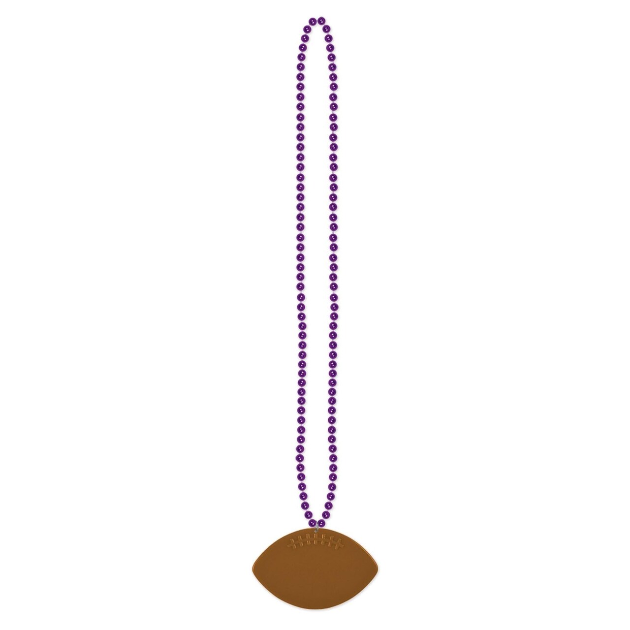 12 Pack Bulk Purple Party Bead Necklaces with Football Medallion